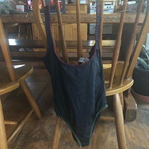 Backless black one piece